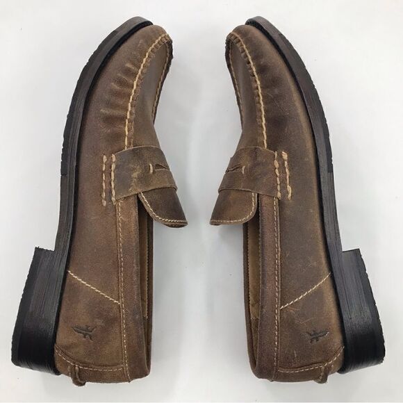 Frye TYLER Brown Leather Classic Penny Loafers in Almond main image 6